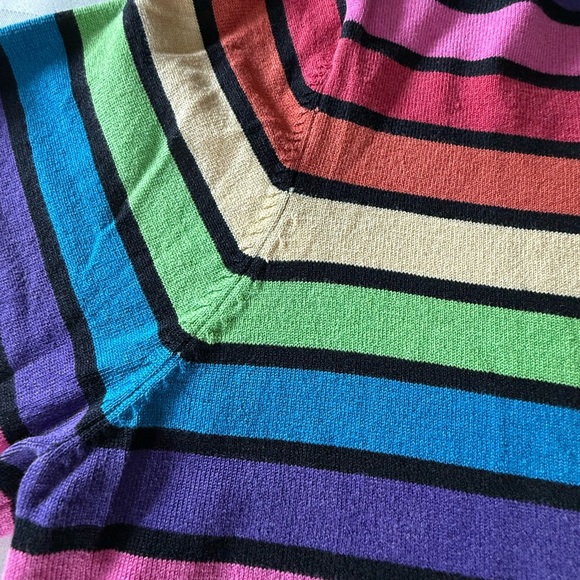 City Silk Colorful Striped Silk Crew Neck Sweater SZ XL - Picture 2 of 12